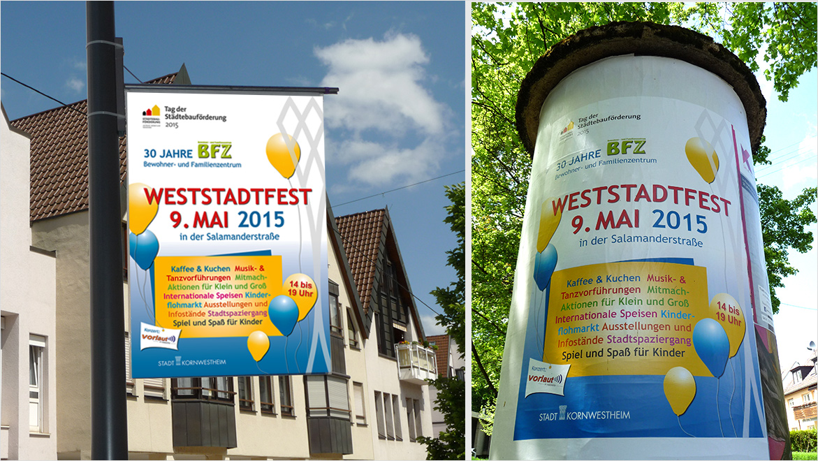 Ankündigungsplakat für ein Weststadtfest in Kornwestheim