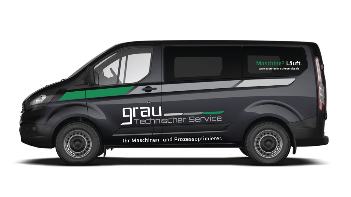 Fahrzeugbeschriftung Grau Technischer Service - Seitenansicht 