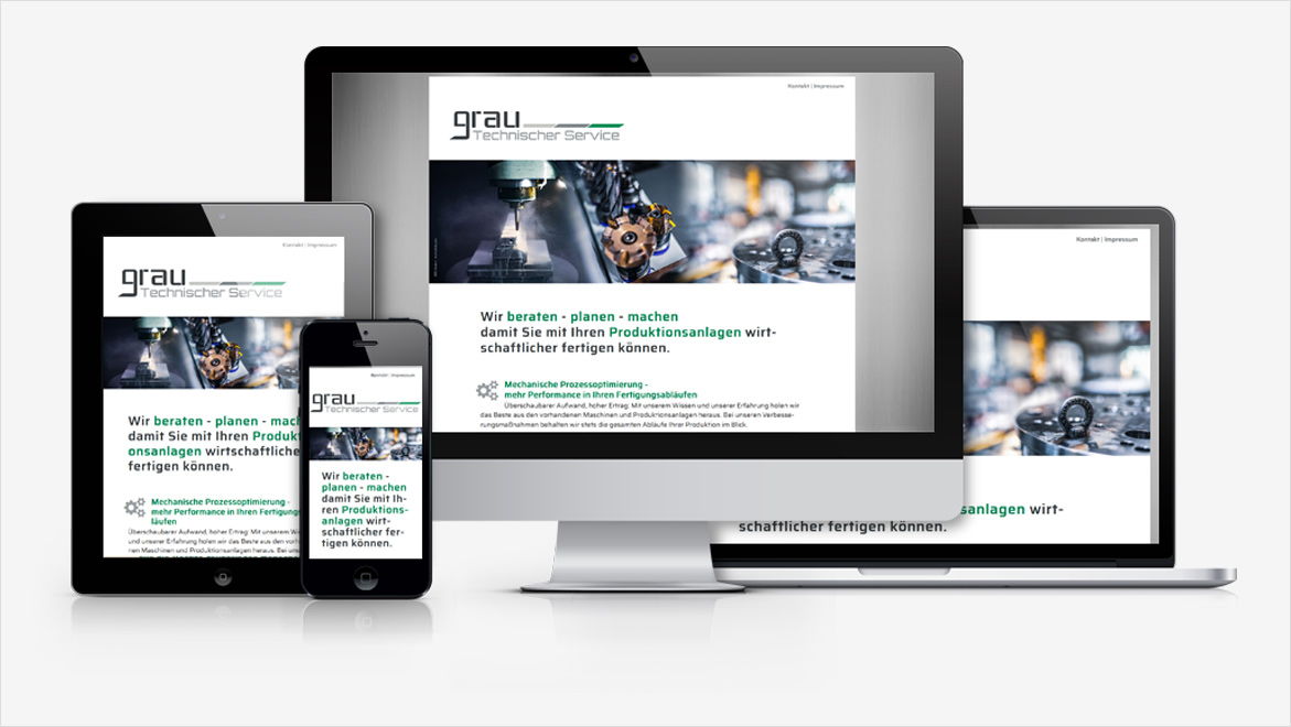 Website der Firma Grau Technischer Service auf verschiedenen Geräten