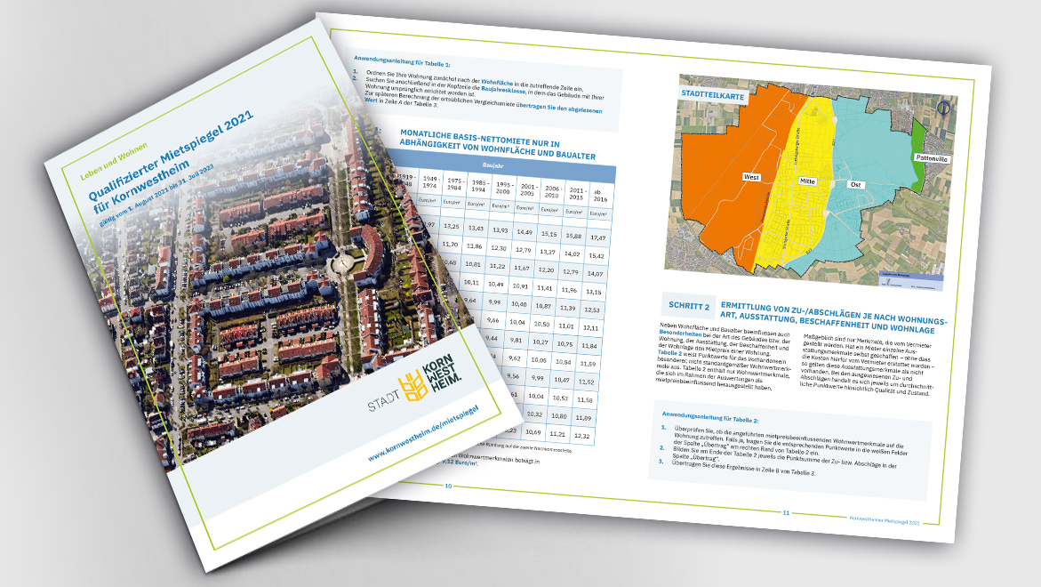 Titel und eine Doppelseite des Mietspiegels