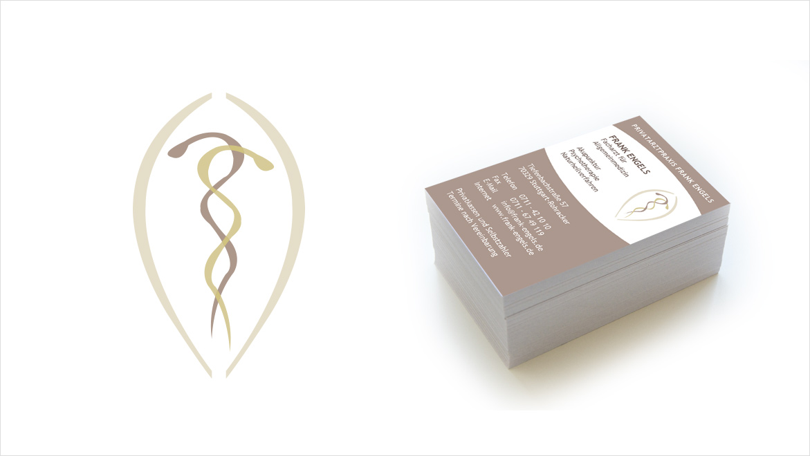 Logo und Hochkant-Visitenkarte für die Privatarztpraxis Frank Engels