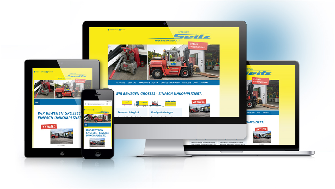 Website Seitz Maschinentransporte auf verschiedenen Endgeräten